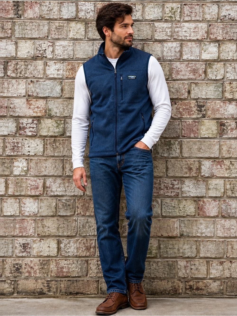 L.L.Bean Men’s Medium Sweater Fleece Vest Navy Full Zip